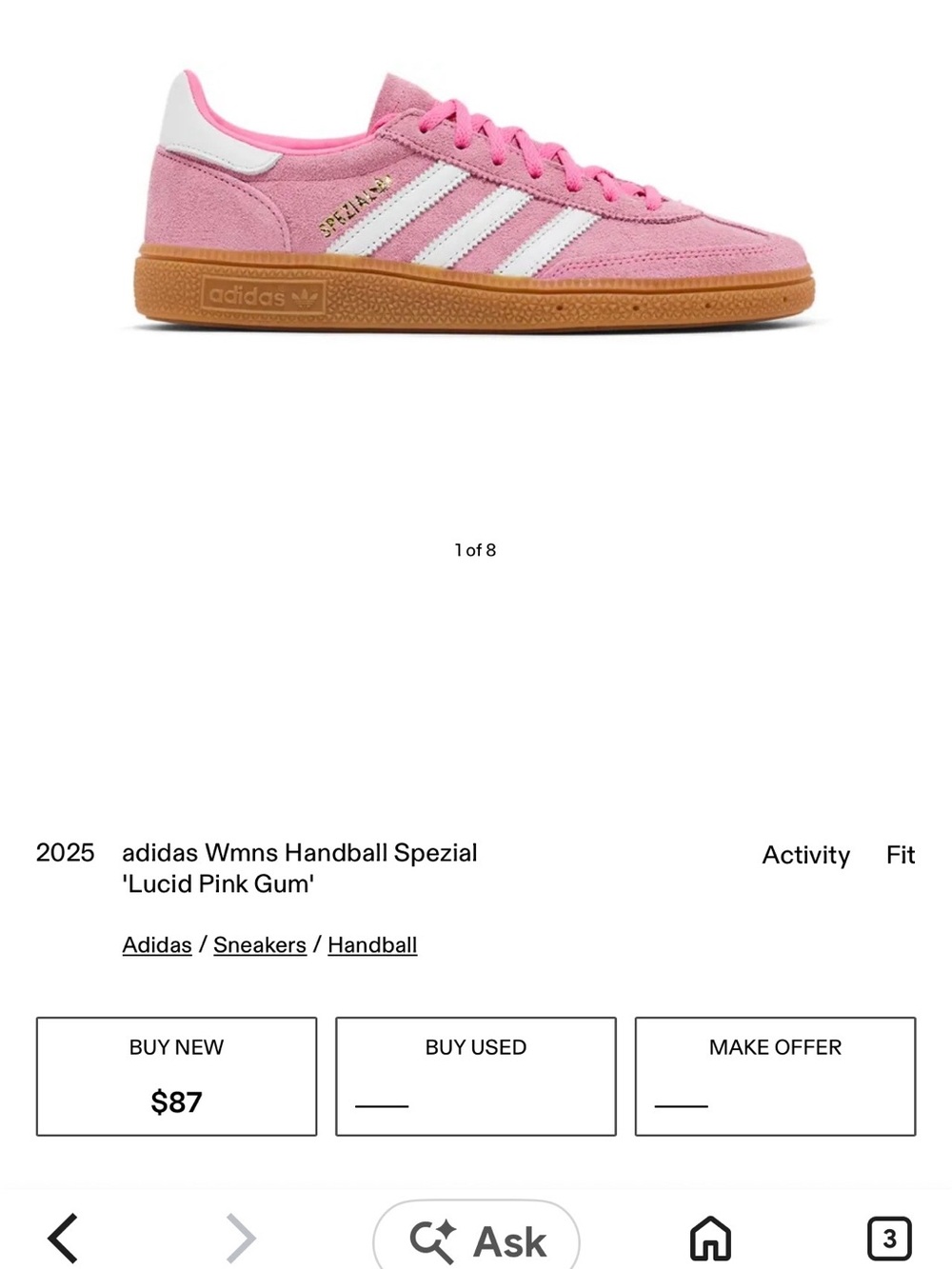 EUC adidas womens Handball Spezial Sneakers - Lucid Pink Gum